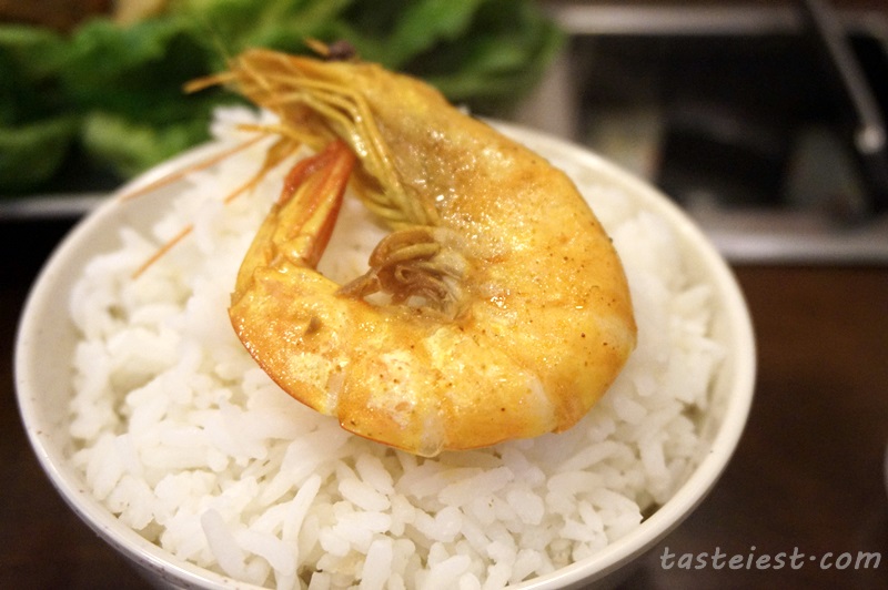 Big prawn with rice