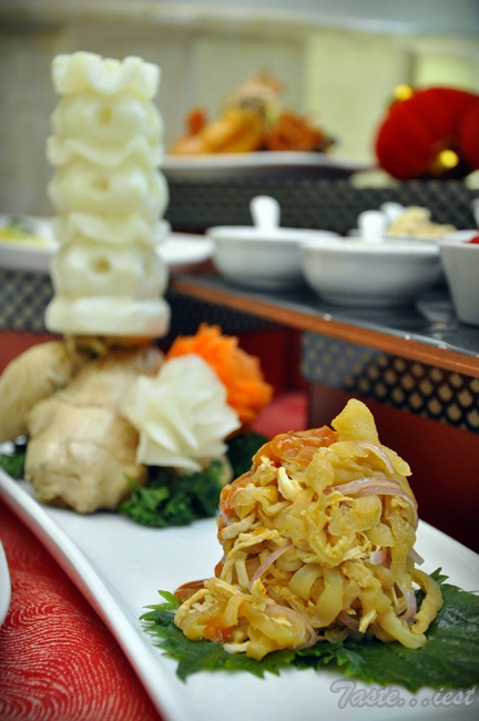 Marinated jellyfish with shredded chicken