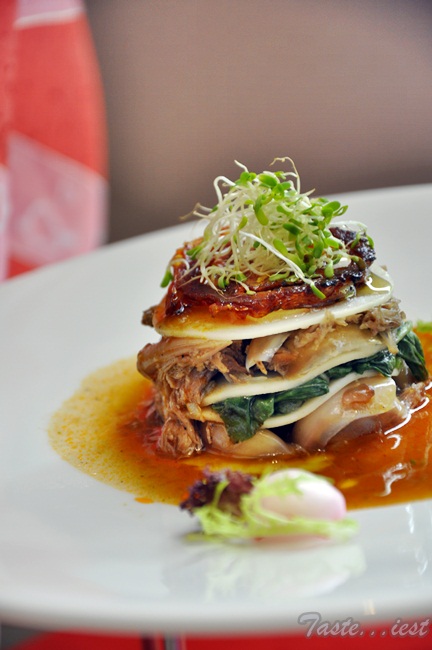 Duck Confit Lasagna and Lily Pulp