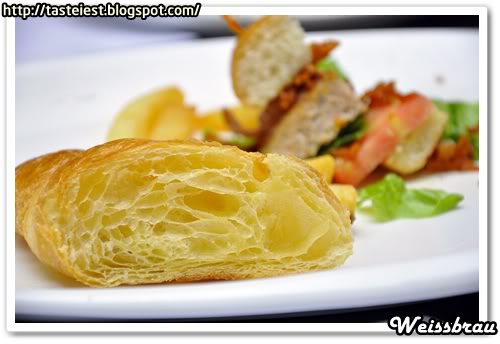 Soup served with Croissant and butter