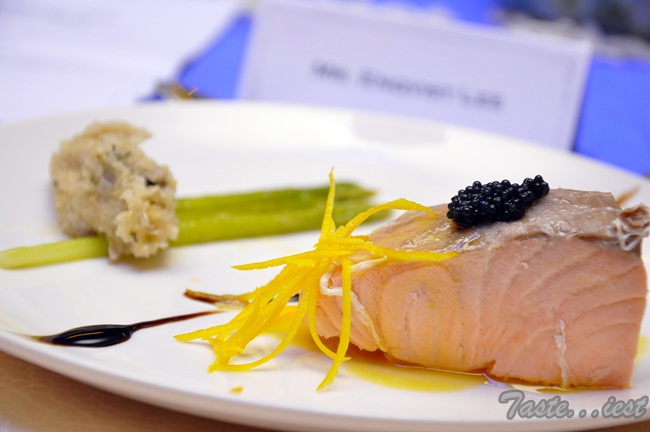 Poached Salmon with Shitake Quinoa and Orange Emulsion