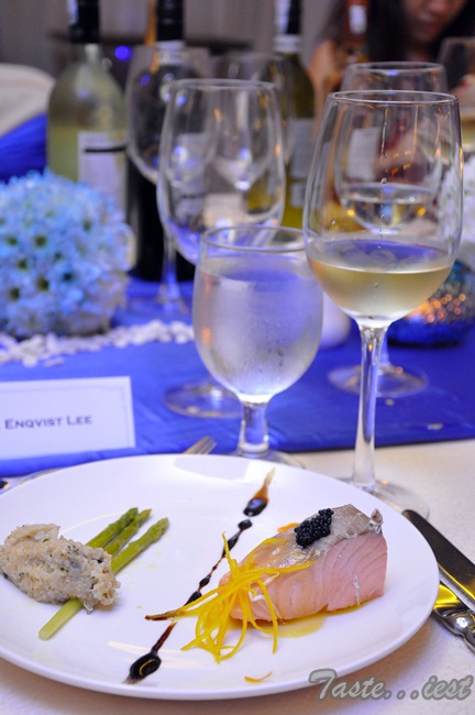 Poached Salmon with Shitake Quinoa and Orange Emulsion