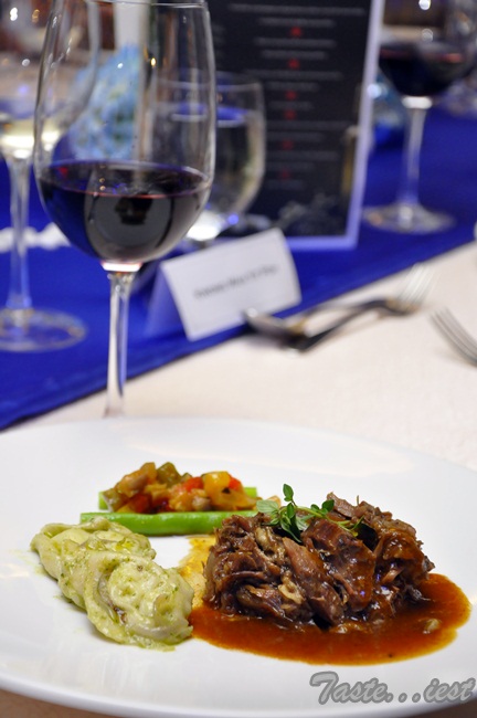 Oven Slow Baked Lamb Shank served with Feta Cheese Tortellini and Ratatouille